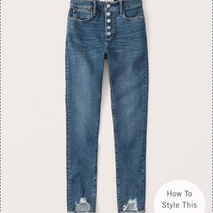 Ripped High Rise Super Skinny Ankle Jeans